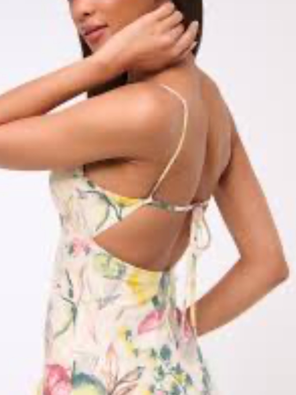 Abercrombie & Fitch Cream Floral Slip Midi Dress with Pink & Yellow Blooms - Picture 2 of 13